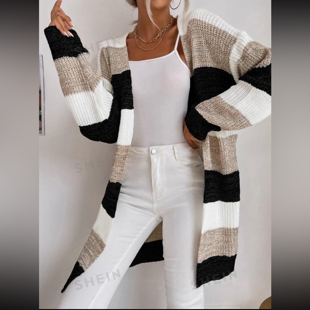 SHEIN Multicolor Longline Cardigan. Size L.
